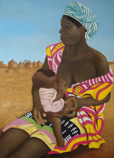 Afrikaanse moeder met baby uit Burkina Faso Sahel