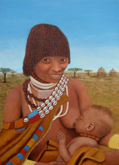 Afrikaanse moeder met kind van de Hamar stam in Ethiopië