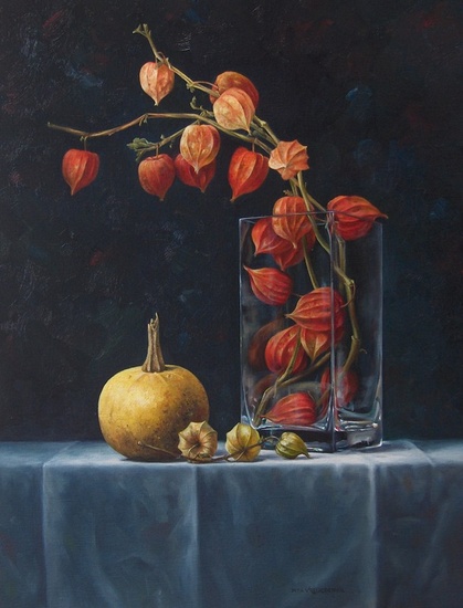 Stilleven met Lampionnetjes in glas