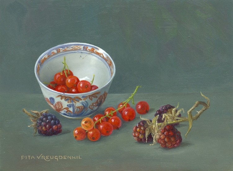 Stilleven met aalbessen en bramen