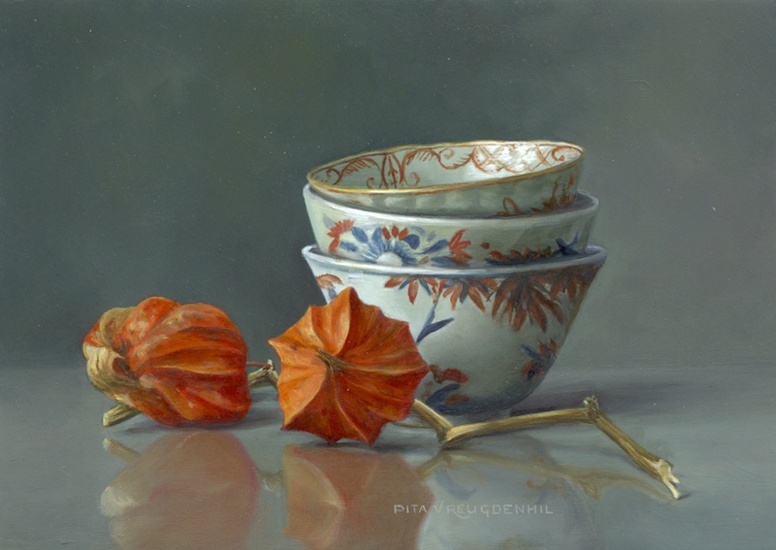 Stilleven met porseleinen kommetjes