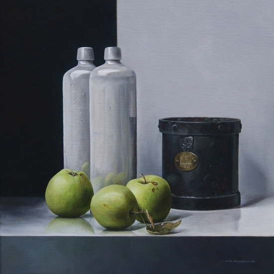 Stilleven met twee kruiken en 2 litermaat