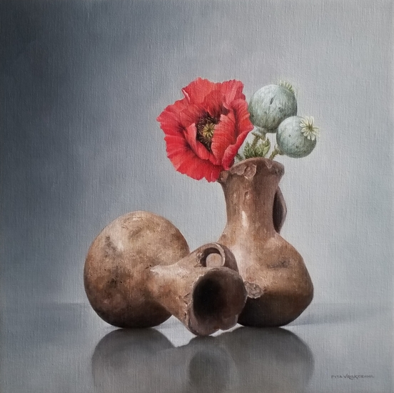 Peruaans aardewerk en papavers