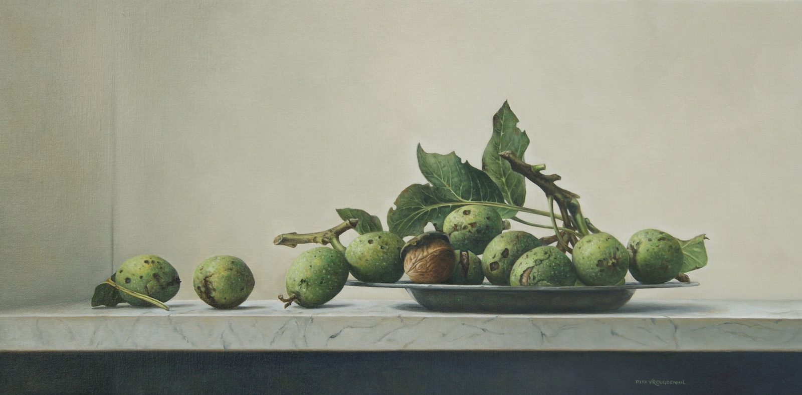 Walnoten in de bolster