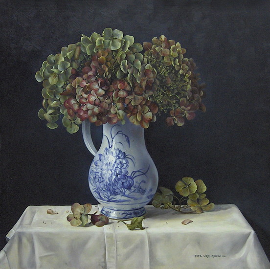 Stilleven met gedroogde Hortensia