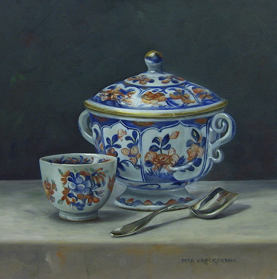 Stilleven met Imari suikerpotje