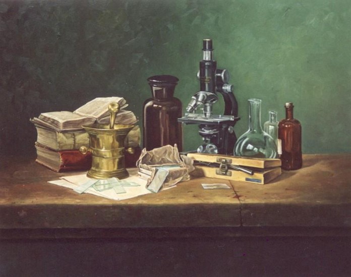 Stilleven met microscoop