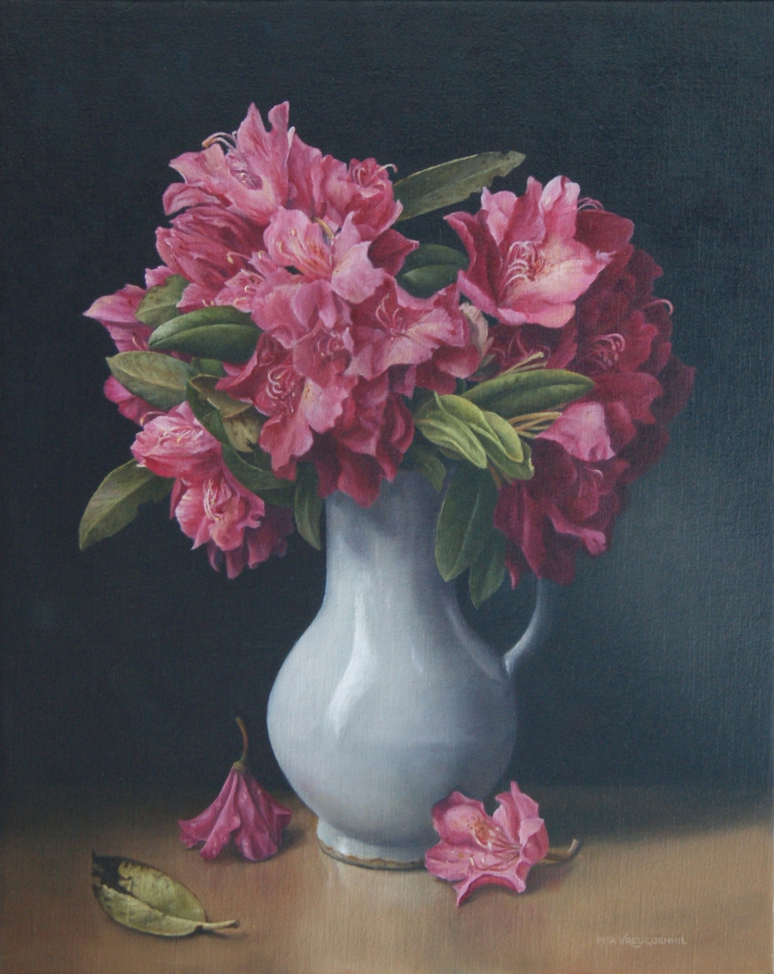 Rododendron in witte kan