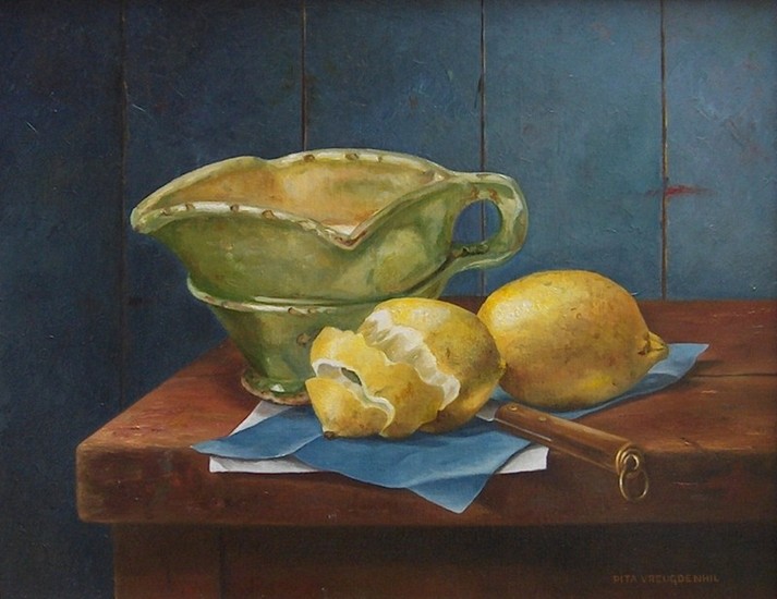 Stilleven met groen testje