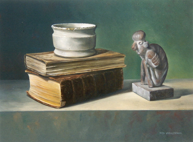 Stilleven met pre-Columbiaans beeldje