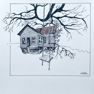 Tekeningen van huizen met pen en inkt