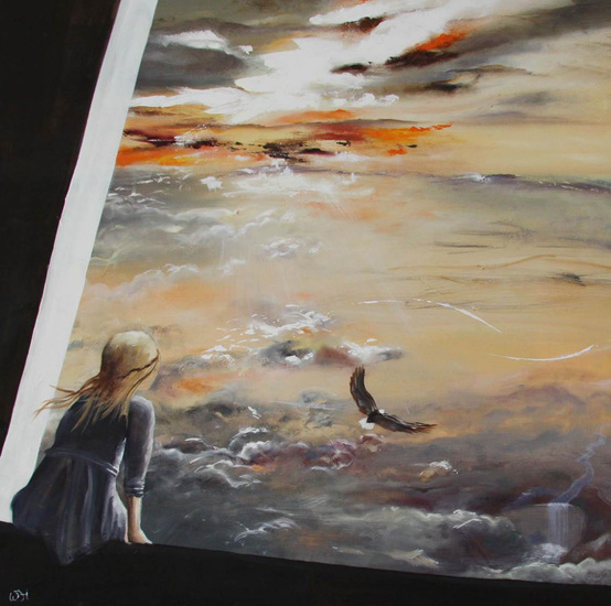 hoog boven de wolken