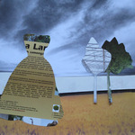 Collages van papier, acrylverf, viltstift en inkt