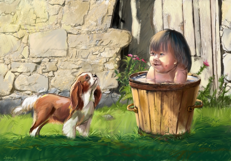 Kind in tub