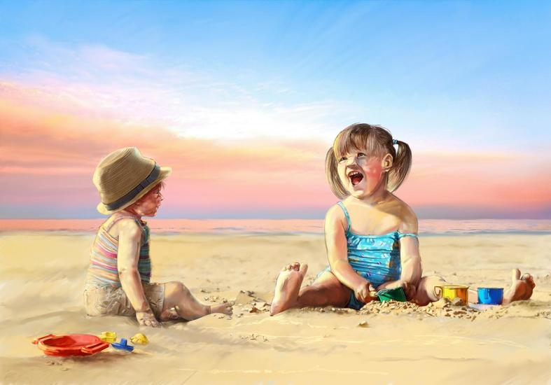 Kinderen op het strand