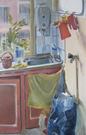 Keuken met handschoenen