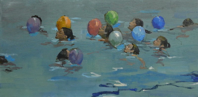 Zwembad met balonnen