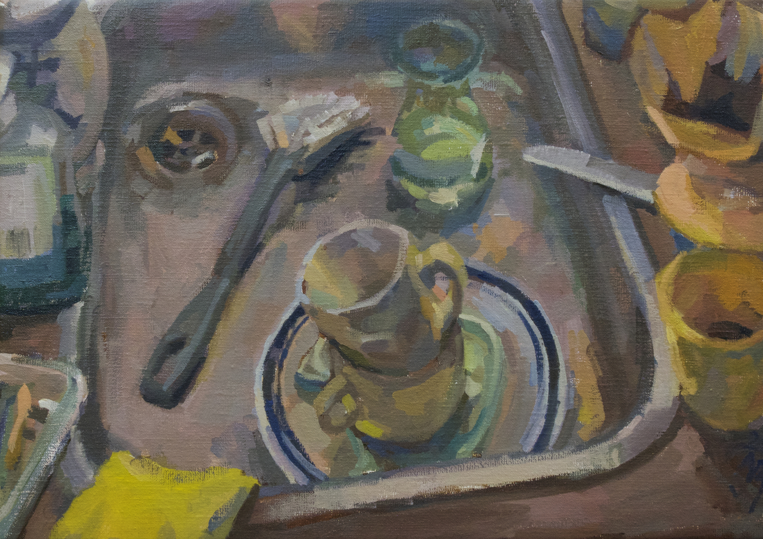 Afwasje met gele doekje