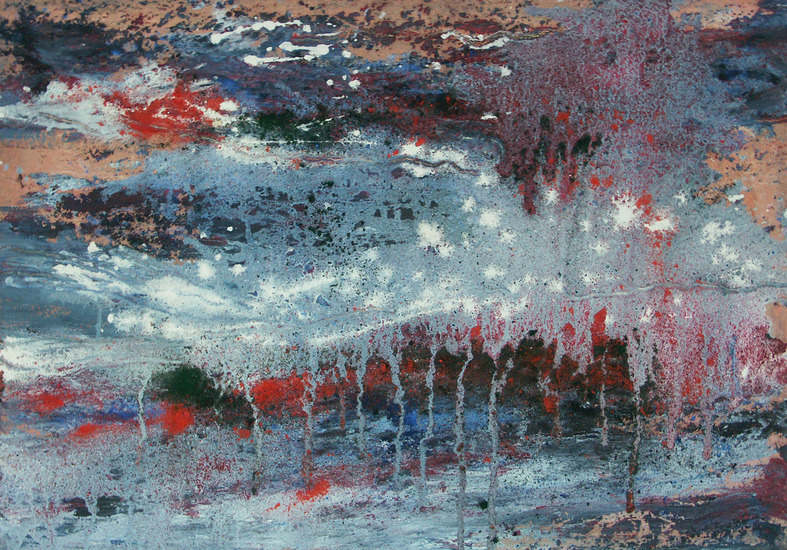 Abstract in rood en blauw