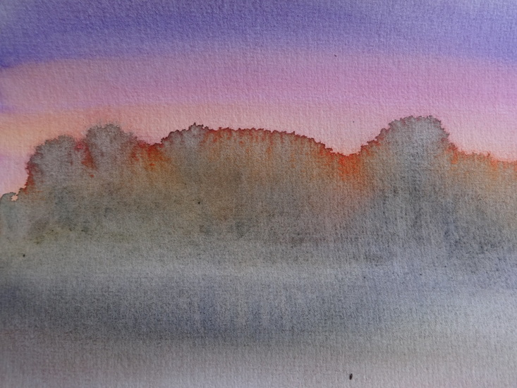 landschap aquarel nat in nat