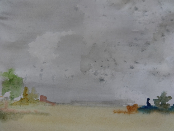 landschap met .. aquarel