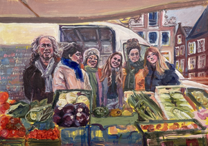 Op de Nieuwmarkt Amsterdam staan er dagelijks marktkramen aan even zijde en op zaterdag is er de biologische boerenmarkt. Zelf heb ik ook geholpen met de biologische bloemen verkoop.
Inmiddels is er een kleine serie ontstaan van de marktkramen en hun verkopers.