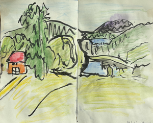 Watercolour paintings of landscapes in  Sweden 