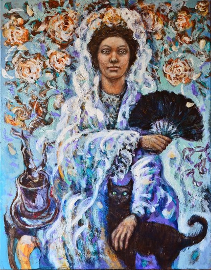 Bruid met zwarte kat