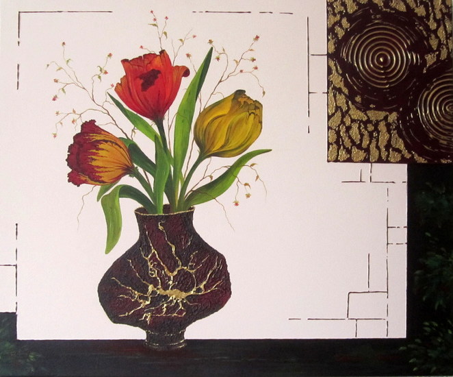 Tulpen in Ceramiquevaas (kunst van het Zien)