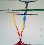 Schilderijen die op abstracte wijze figuren uitbeelden met daarbij een spiritueel karakter.