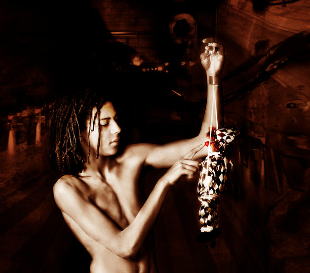 portret Dedan met clown