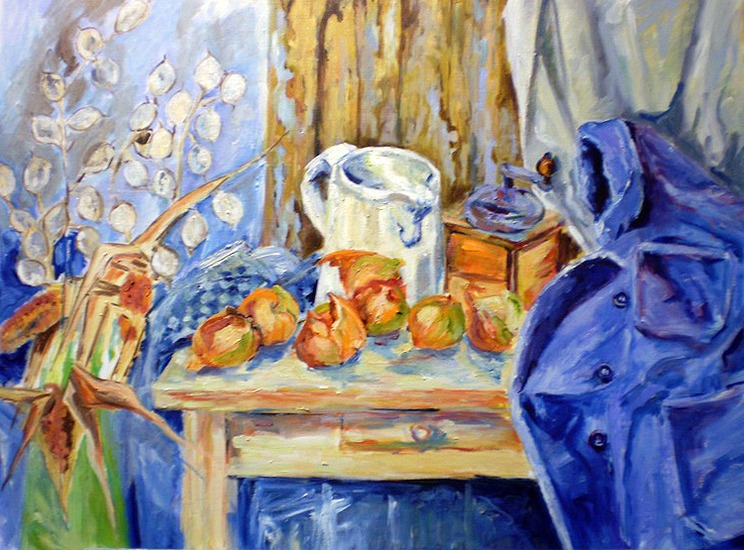 stilleven met blauw jasje