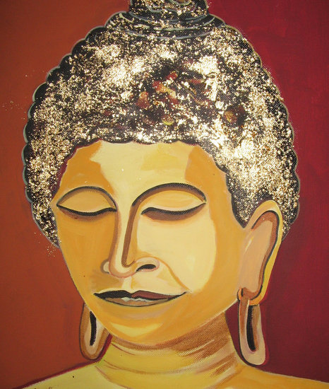 Boeddha met bladgoud