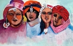 Groepsportret van een Bedoeïnenfamilie