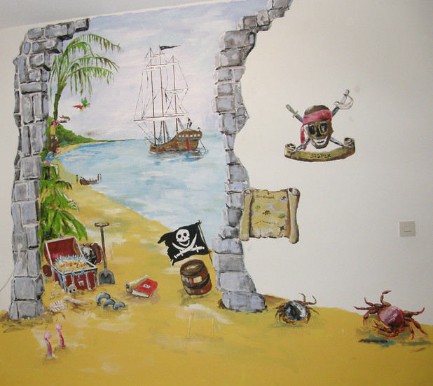 Muurschildering Piraat