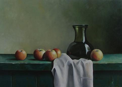 Stilleven met 18e eeuwse voorraadfles