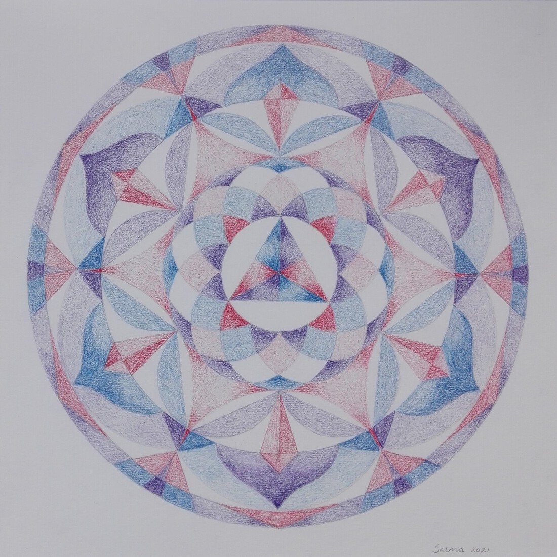 Mandala blauw/rood