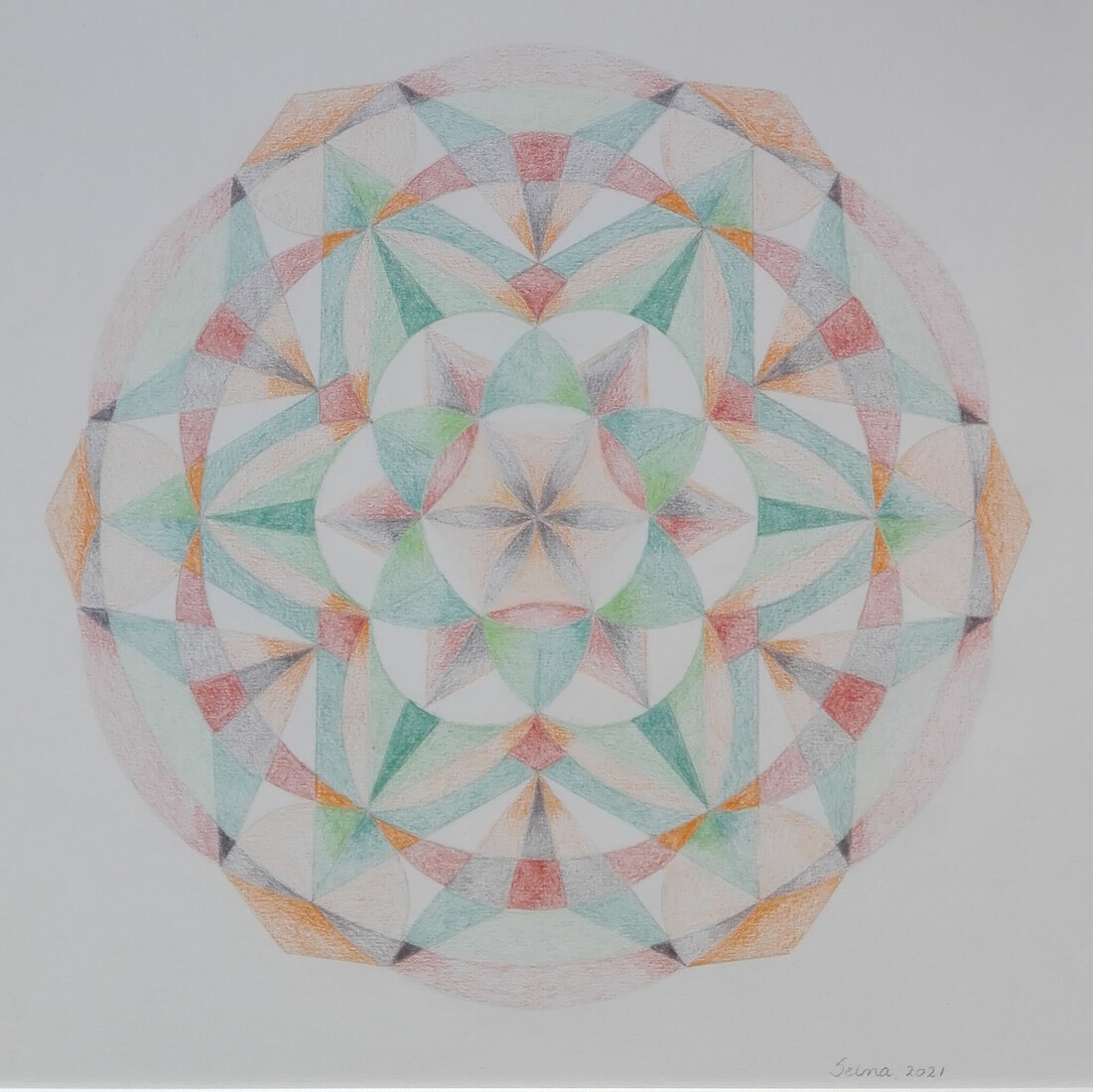 Mandala oranje/groen