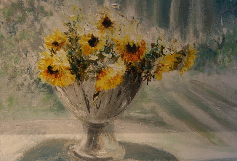 zonnebloemen in vaas