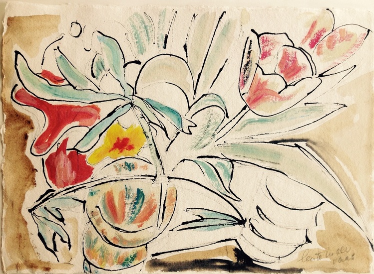 Pen en acryl tekening.