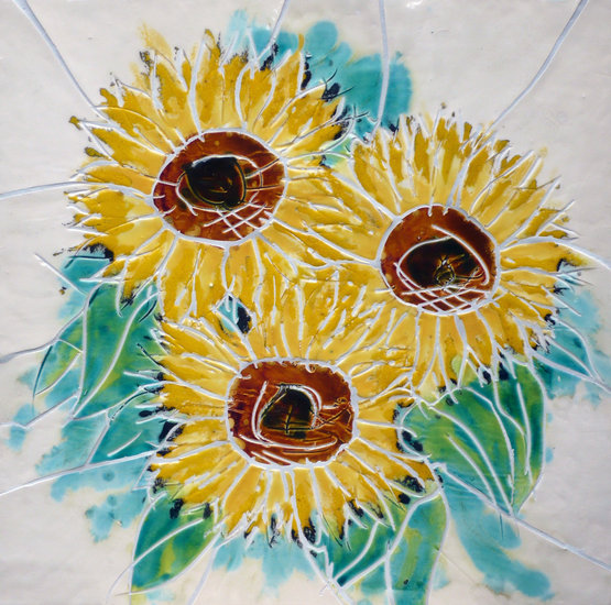 drie zonnebloemen B