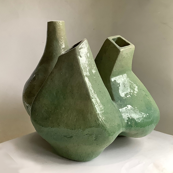 Driedelige groene vaas