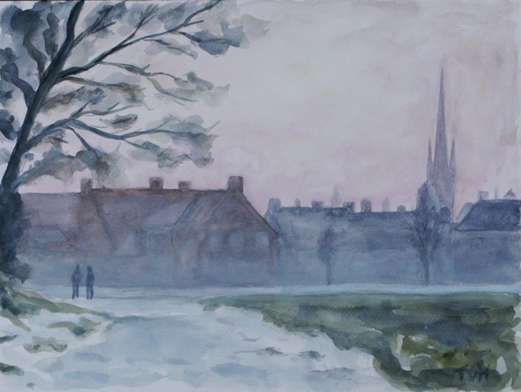 Stiphout bij avondschemering