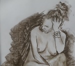 Snelle schetsen van naaktmodellen voornamelijk in houtskool en conté