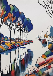 Martine Jacobs creëert postmoderne kunst waarin figuratie en geometrische kleurvlakken, o.a.  geïnspireerd door De Stijl, samenkomen. Haar kleurrijke pastels verbinden herkenbare en abstracte vormen met thema’s als liefde en compassie, en bieden een eigentijdse mix van traditie en moderniteit.

