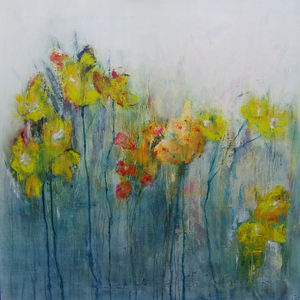 Werken Bloemen met acryl.