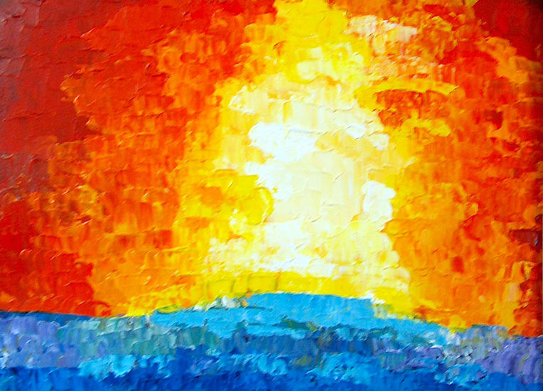 Hot Sun over the calm sea