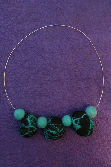 stenen collier zwart/turkoois