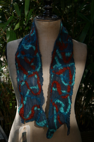 sjaal turkoois&bruin