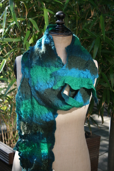 sjaal turkoois&petrol